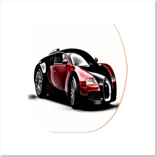 Deportive black and red car sport car Cartoon Posters and Art